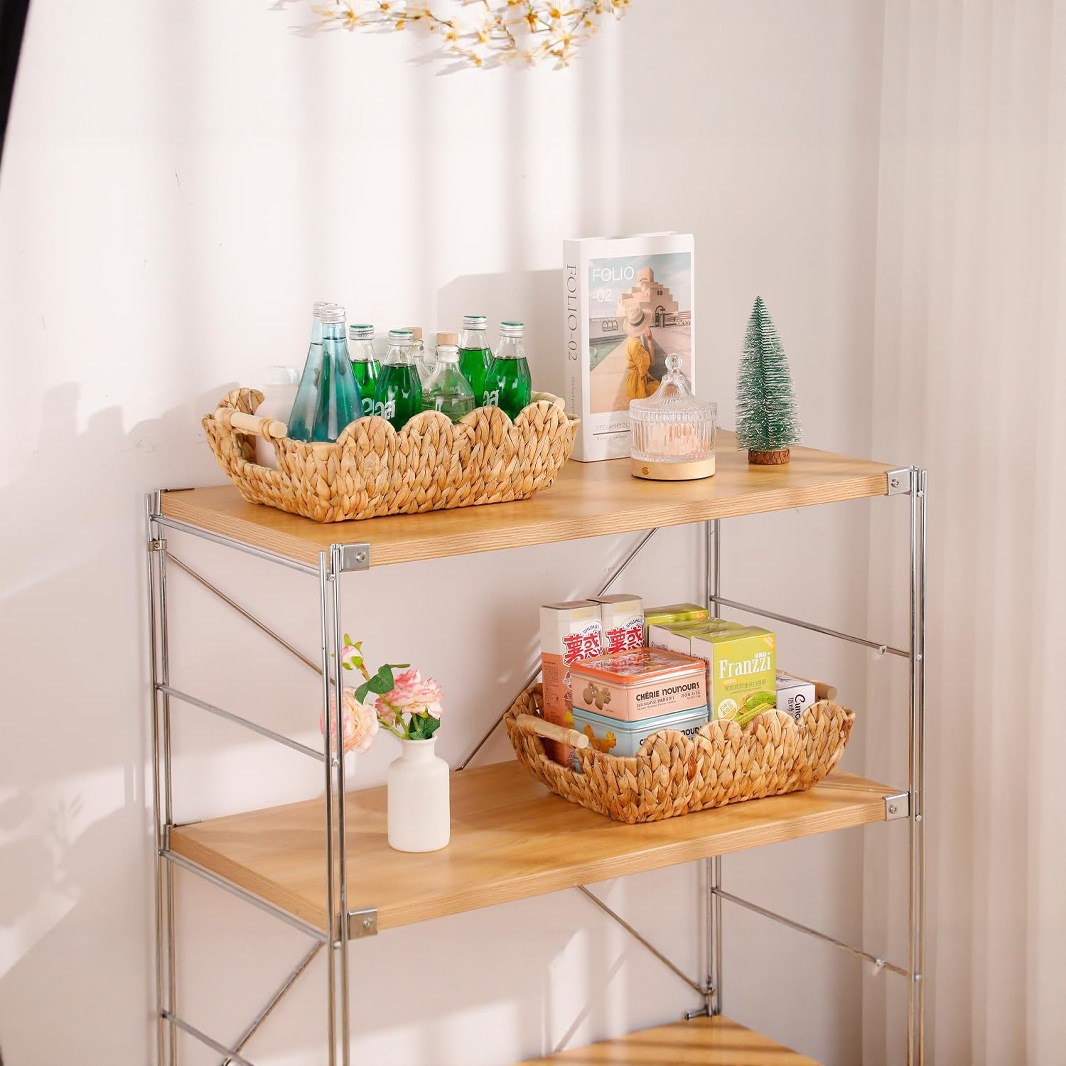 Cesta de almacenamiento de paja de calabaza personalizada transfronteriza con mango de madera cesta de vieira cesta de almacenamiento de decoración del hogar tejida a mano