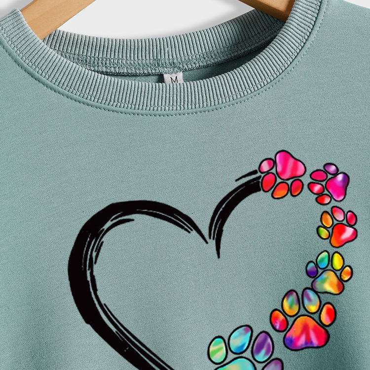 Amazon desea el día de San Valentín europeo y americano Otoño e Invierno tops de mujer Comercio exterior europeo y americano amor perro impreso colorido suéter impreso