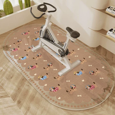 transparent oval treadmill carpet, Avtomobil döşəmə paspasları - hollow-bone-coffee-puppy-soft-glass-floor-protector-oval-70120cm