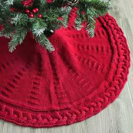 圣诞节针织树裙红色针织圣诞树围裙圣诞树裙装饰品