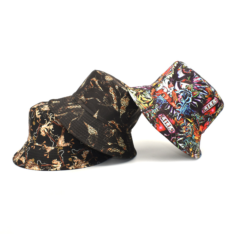 Unisex Fashion Skull Printing Wide Eaves Bucket Hat display picture 1