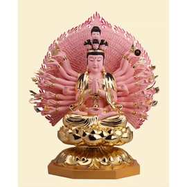 滴水观音菩萨佛像观音塑像现场制作图片大型贴金彩绘观音菩萨雕塑