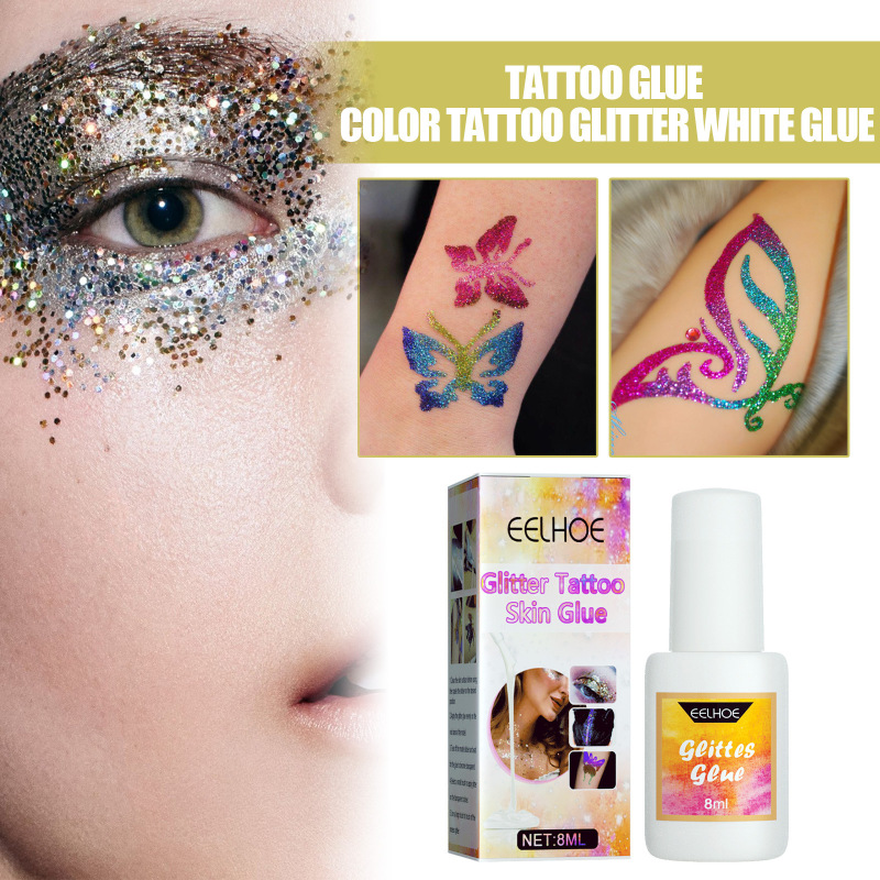 EELHOE Glitter Tattoo Skin Glue Face Body Skin Glitter Tattoo Eye Makeup Painted Tattoo Skin Glue