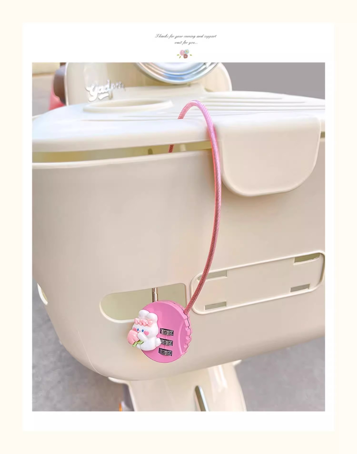 Suitable for Aima Yadi Electric Vehicle Basket Lock Anti-Theft Password Lock Anti-Theft Cute Battery Vehicle Bicycle Basket Lock