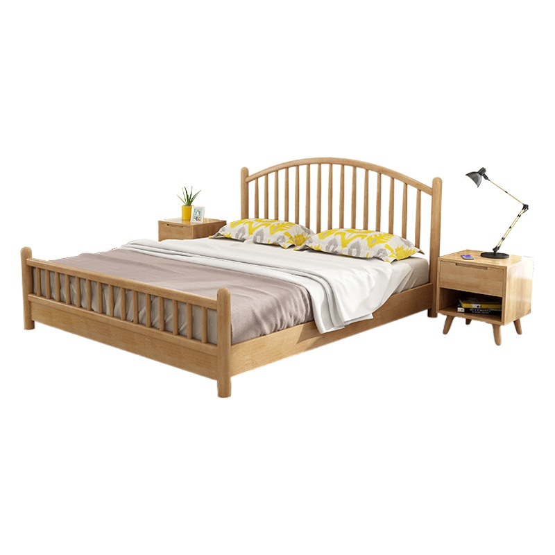 Cama de madera maciza nórdica simple moderno 1,8 m dormitorio principal 1,5 m cama doble económica japonesa cama corta cama de boda