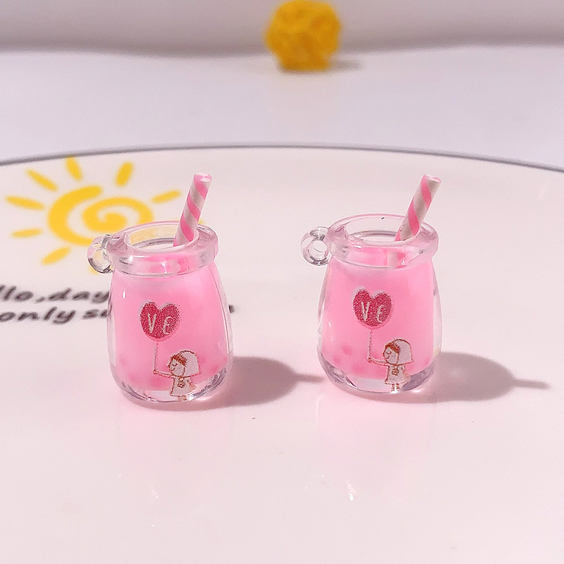 Nuevo transfronterizo nocturna taza de paja de té DIY amor diario llavero colgante papelería accesorios materiales