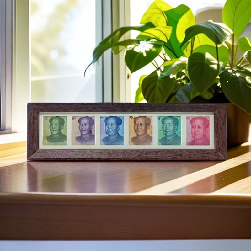 Chairman Mao Six-Link Rmb Photo Frame, Motherland Scenery DIY Display Cabinet, Gift for Friends, Ornaments to Increase Luck and Wealth Photo Frame