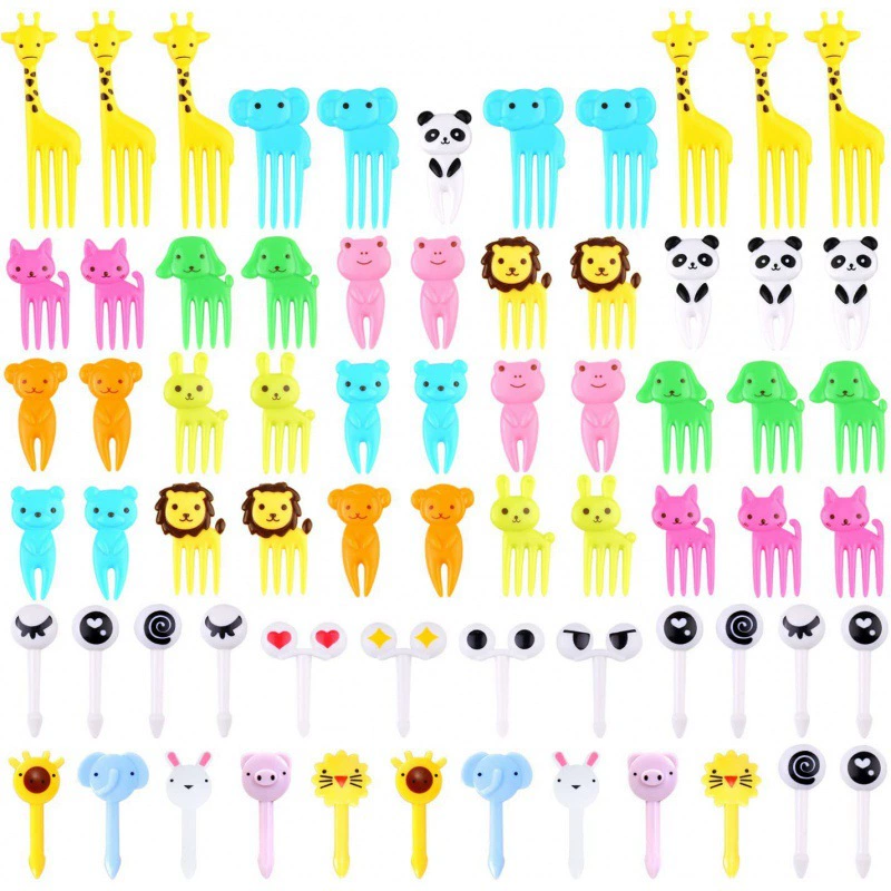 搜坷 Japanese cartoon creative children's fruit fork, cute plastic set