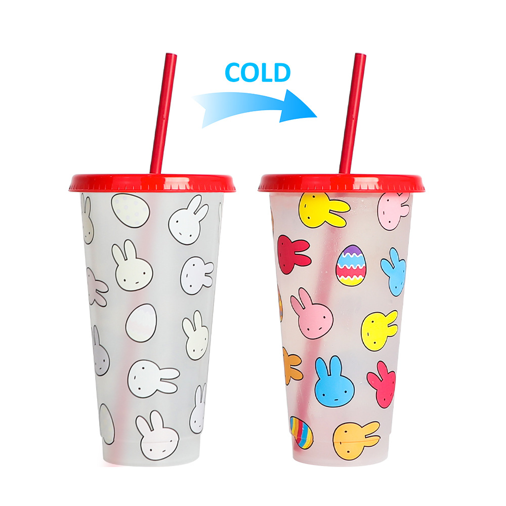 Spot transfronterizo de 710ml taza de plástico de color frío de gran capacidad PP taza de té con leche bebida fría con taza de paja con fábrica de inspección NBCU