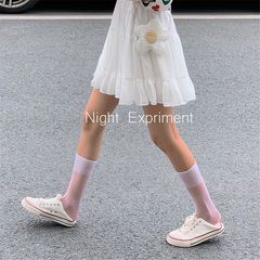 Summer new white calf socks ultra-thin transparent ins trendy mid-short Japanese women's half-tube stockings short tube