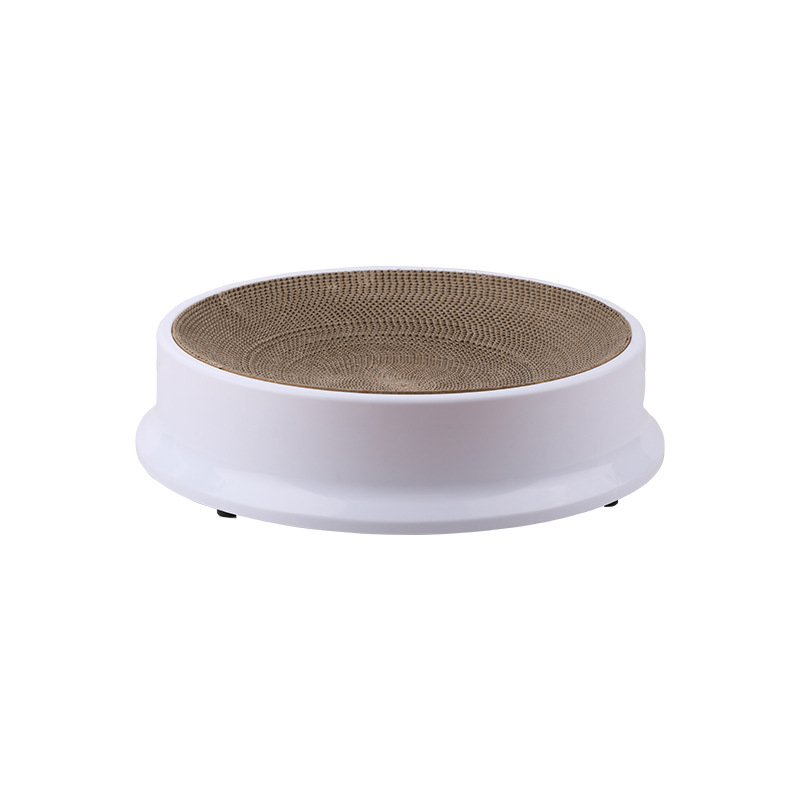 Compás redondo tablero del rasguño del gato papel corrugado reemplazable combinación de arena para gatos de plástico resistente a los arañazos gato mascota tablero del rasguño arena para gatos