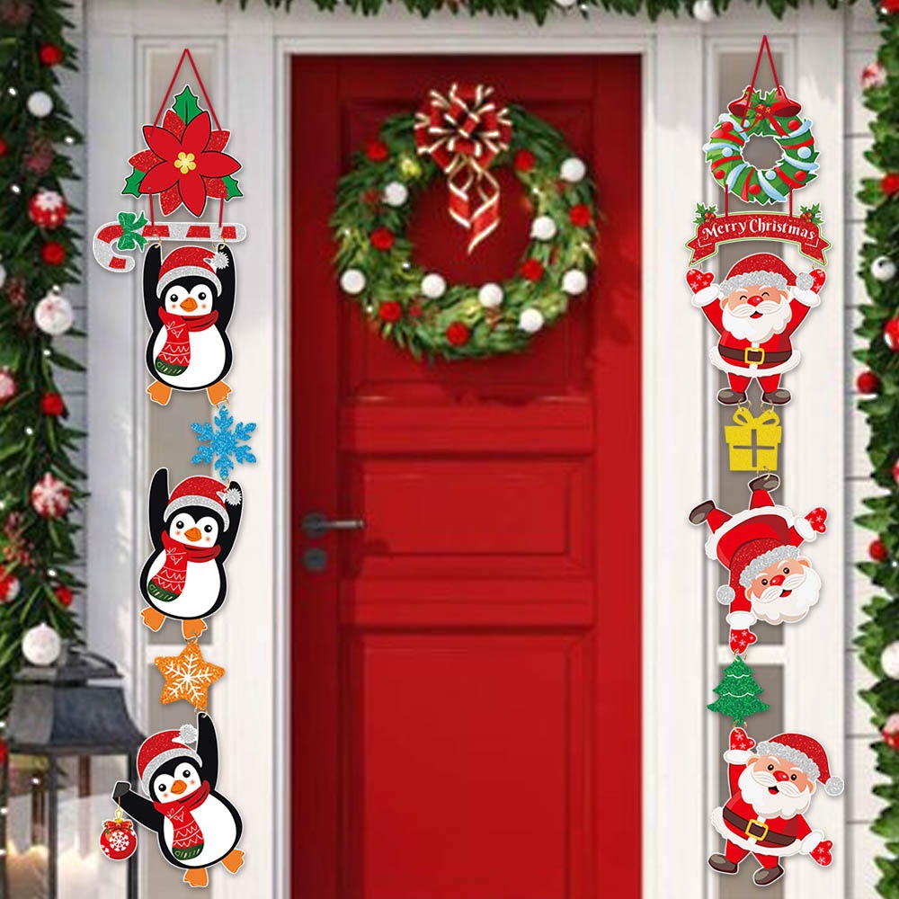 Nuevos productos transfronterizos de decoración de la fiesta de Navidad puertas colgantes de invierno colgantes de decoración de la puerta