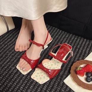 Sandalias de cuña con moño de PU image 11