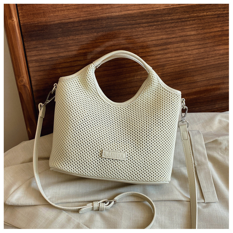 Korean style laid-back and relaxed tote bag 2025 new summer versatile woven and pieced large-capacity single-shoulder bag undefined