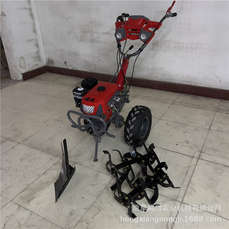 Mini-cultivador de dos conducciones de 7,5 hp tipo de iluminación arado de tierras de cultivo zanjadora de mano cultivador rotativo agrícola image 4