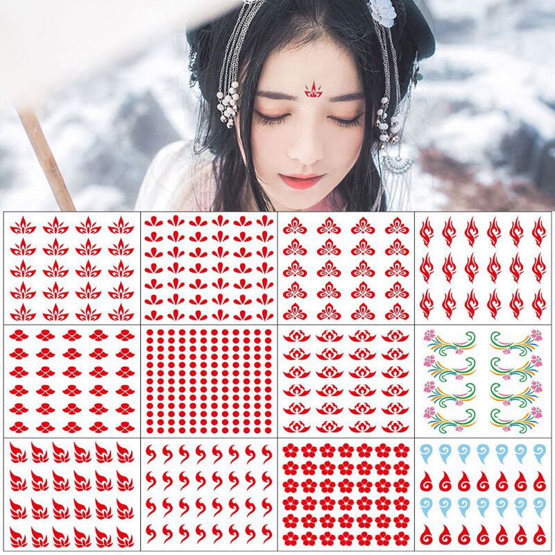 Factory direct children's twinkle eyebrow stickers girl costume Hanfu activity performance forehead temporary tattoo stickers