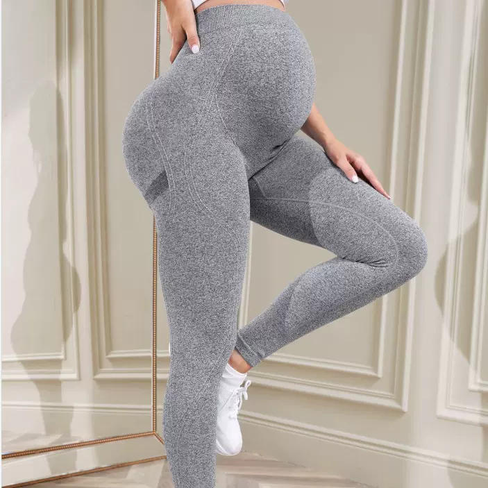 SHEIN爆款产后高弹高腰托腹吸湿排汗速干女舒适瑜伽长裤孕妇裤