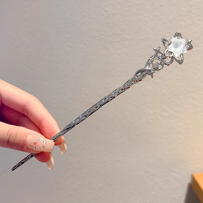 Nueva horquilla de flores de estilo antiguo chino, horquilla de sentido avanzado moderno, horquilla de cabello femenino, horquilla de Hanfu, tocado de horquilla de madera