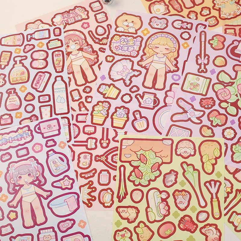 Пакет с наклейками Xiaolian House Time Stickers Paper Bag Girls Change Patching Bubble Frame and Sign Line Dathetic Edition Cute Material