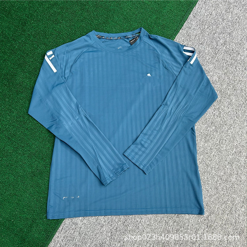 Comercio exterior nuevo deporte correr entrenamiento de acondicionamiento físico hielo elástico rápido secado atletismo hombre camiseta deportiva de manga larga camiseta