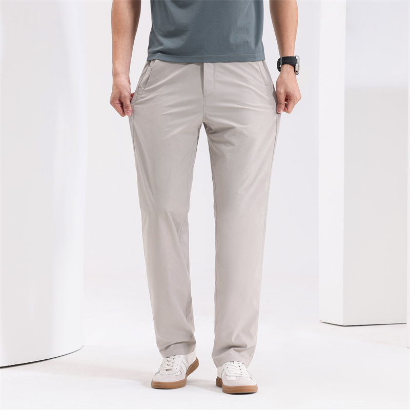 Men's Casual Pants, Business Loose Fit, Versatile Men's Long Pants, Fashionable Straight-Leg Style, Summer Thin Solid Color Dress Pants for Men