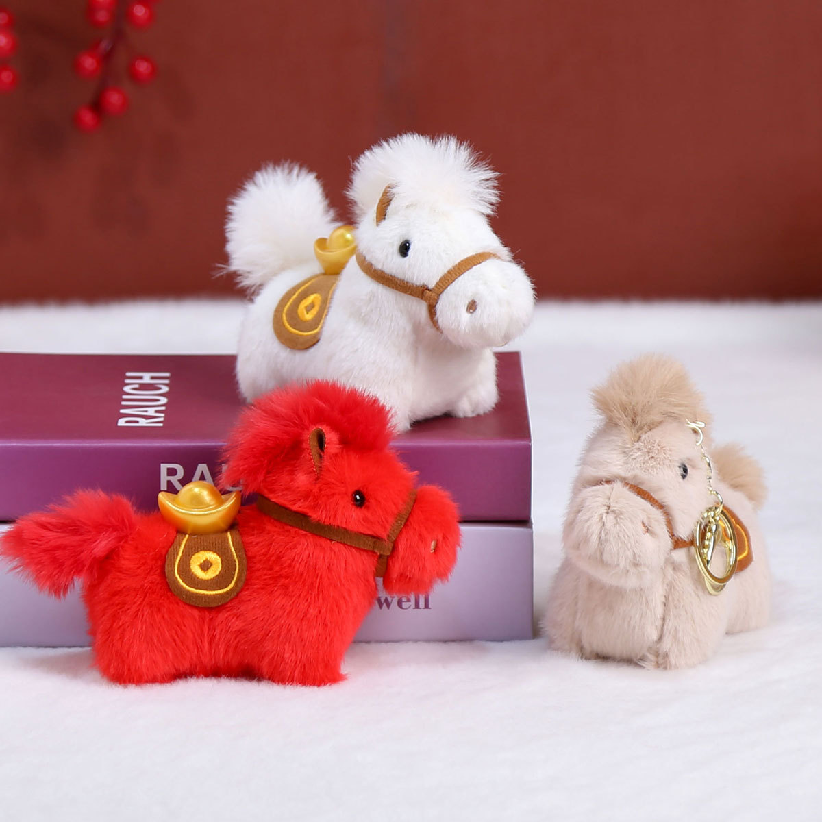 2026 Get Rich Soon Pony Plush Keychain Pendant Mascot Doll Dundun Pony Pendant Internet Celebrity Style