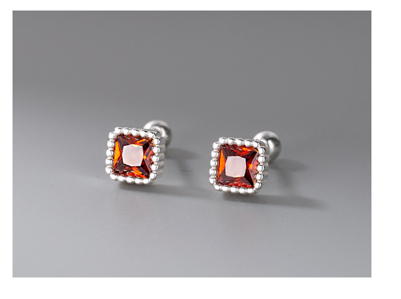 Fashion Square Silver Plating Inlay Zircon Ear Studs 1 Pair