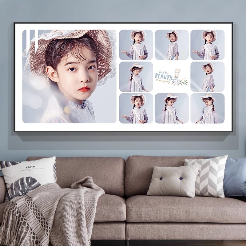 Photo Frame children's art photo frame wall-mounted Family Photo Wedding Photo 9 Palace grid photo creative production decorative hanging painting