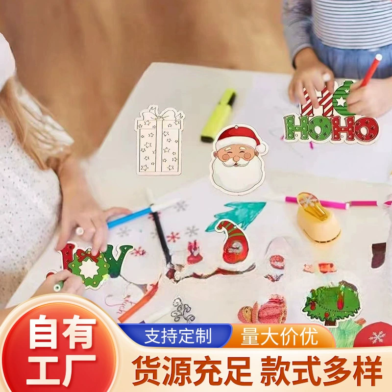 Трансграничные рождественские выдолбленные деревянные подвески для детей рождественские украшения