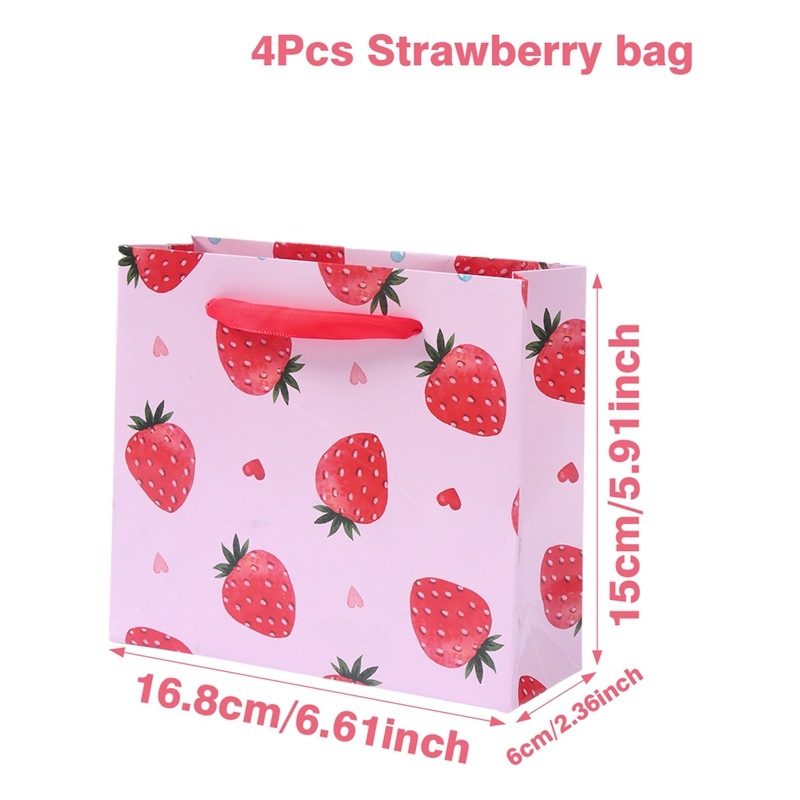 Fiesta temática de fresa chica rosa fruta cumpleaños vasos de papel desechables bandejas de papel cubiertos set decoración de mesa