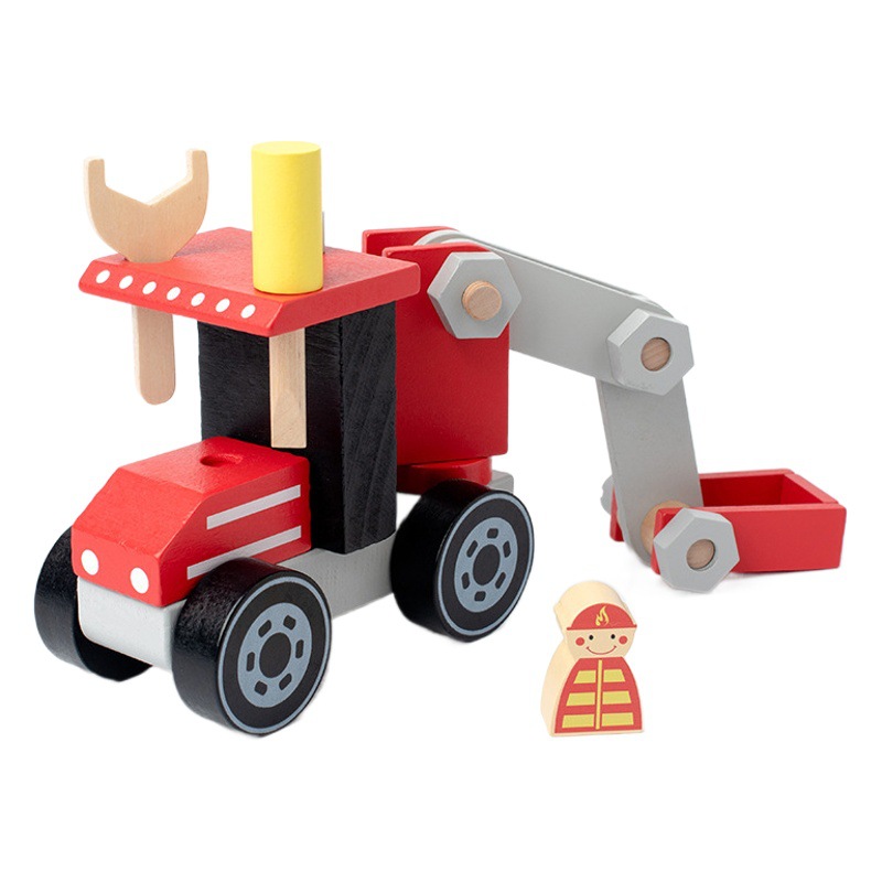 Simulación de madera tuerca herramienta desmontaje coche bebé ingeniería vehículo variedad modelo tornillo bloques construcción juguetes montaje