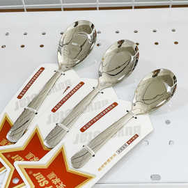 源头批发304不锈钢勺子 平底勺儿童勺家用加厚长柄汤勺中式调羹勺