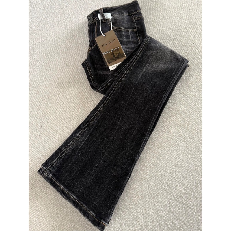 Black and gray high-waisted flared jeans for women, 2026 spring/autumn new style, slimming, versatile, stretchy, retro bell-bottom pants
