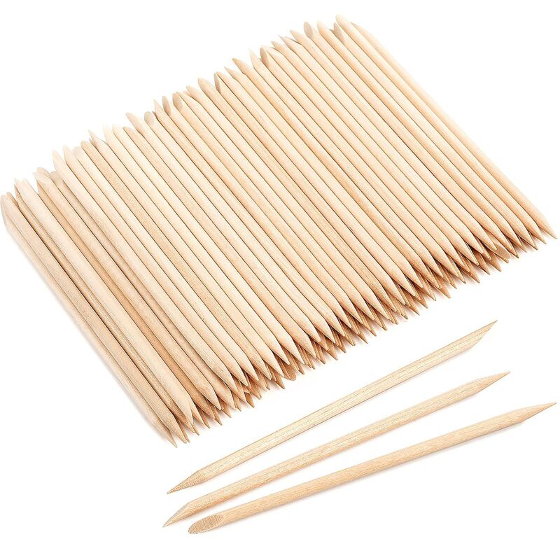 Nail Art Orange Wood Stick Double-Ended Dot Drill Glue Mixing Stick Embossed Orange Wood Stick Wearable Nail Orange Wood Stick Tool Kit Accessories