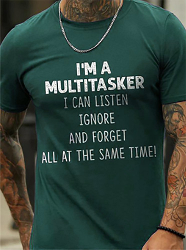European and American independent website—Summer casual round-neck short-sleeved men's T-shirt with 3D letter print, made from cotton-like material, one-piece, straight-cut.