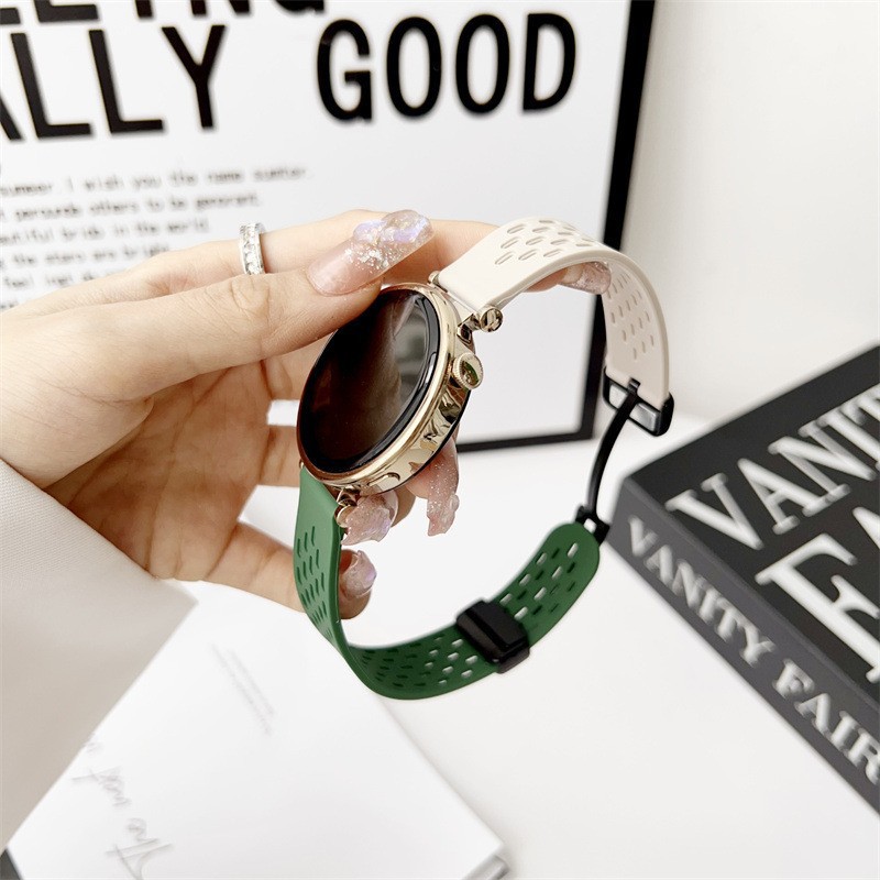 for samsung huawei fit2/3gt4 watch gt3 silicone magnetic strap watch4/3Pro hollow color matching