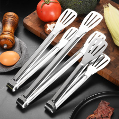 Jieyang Non-magnetic Stainless Steel Three-line Food Tongs, Stainless Steel Food Tongs BBQ Tongs Steak Tool