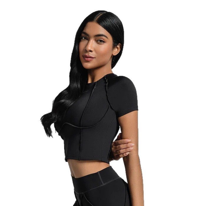 スポーツ用タイトフィットラウンドネック、スリムフィット、肌に優しいソフトなヨガ半袖Tシャツ、フィットネス、ランニング用半袖、高級感のある女性用|undefined