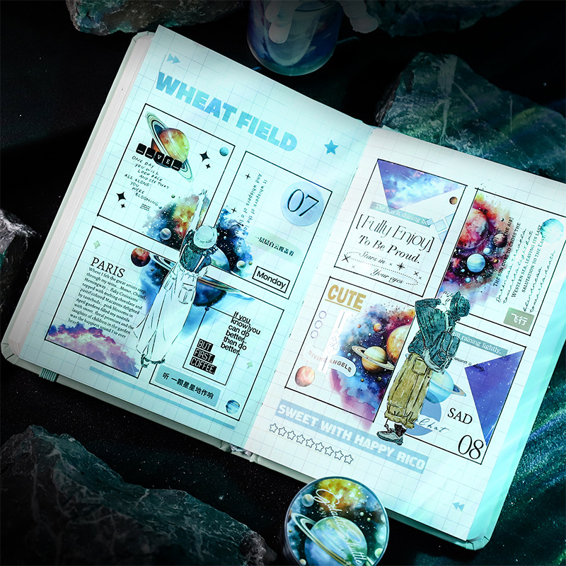 Ketchup Girl Die Cut PET Tape Shuttle Galaxy Series Cuentas de mano Cosmos Galaxy Tape