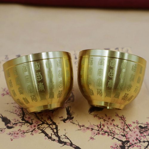 Brass Water Supply Cup for Home, Yellow Metal Cup, Full Copper Buddha Cup, Water Supply Cup for Buddha Hall, Buddha Statue Cup for Altar, Small Size