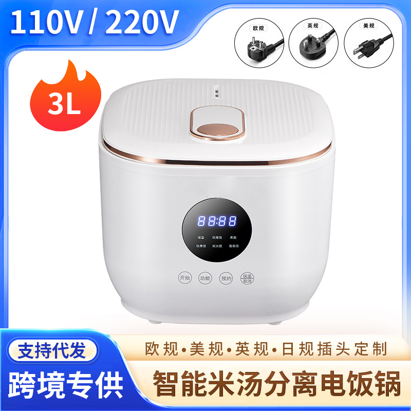 110V220V Us, Uk and European Multi-Functional Smart Rice Soup Separation Rice Cooker 3L Small Portable 2-Person Dormitory