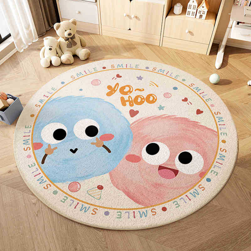 Carpet Bedroom Stain-Resistant and Easy to Care for Children's Room Round Carpet Cartoon Wear-Resistant Bedside Blanket Home Imitation Cashmere Carpet