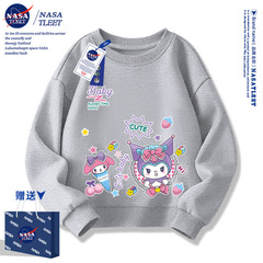 Collaborative NASA Spring/Autumn New Kuromi Top with Melody for Boys and Girls Crew Neck Sweatshirt