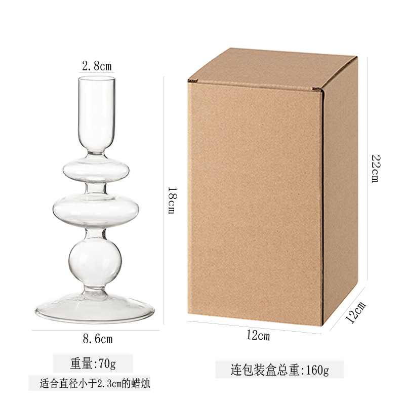Venta directa de fábrica, candelabros de vidrio retro de estilo europeo para el hogar, adornos decorativos románticos, cristal geométrico de borosilicato de alta calidad.