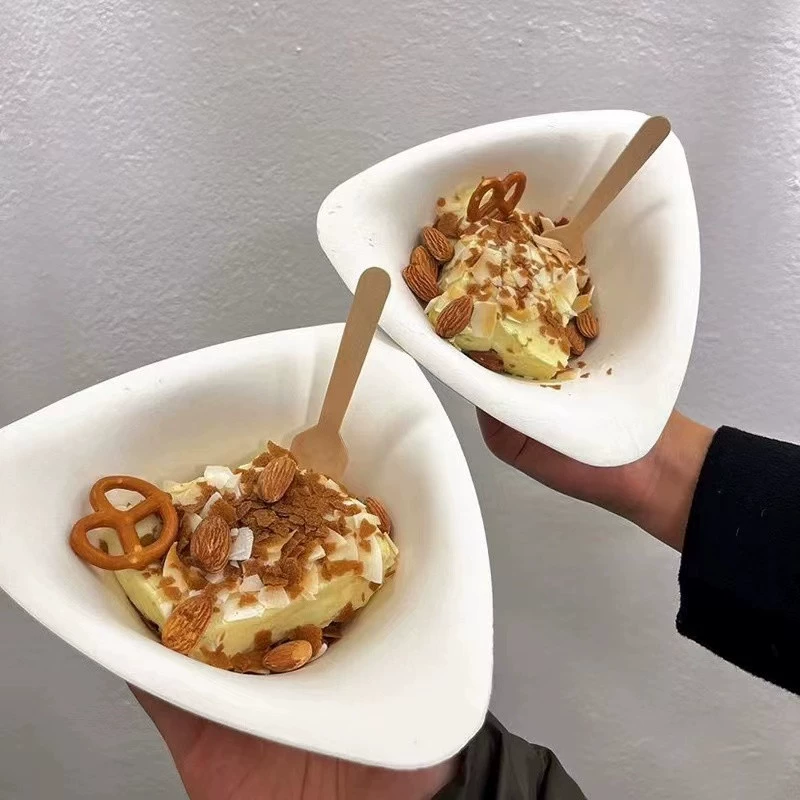 Сетка красный утолщенный треугольник разлагаемый одноразовый торт мороженое выпечка десерт йогурт бумажная миска бритый лед миска закуски