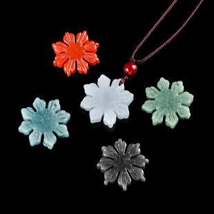 Natural Burma A Jade Sunflower Pendant Buckle Bean Jade Pendant Women's Jade Pendant Jade Wholesale