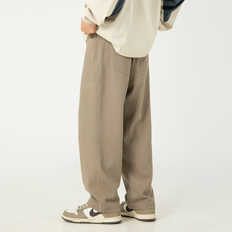 Retro Pure Cotton Textured Twill Casual Pants for Men 2025 Spring New Sports Straight Pants Versatile Loose Long Pants