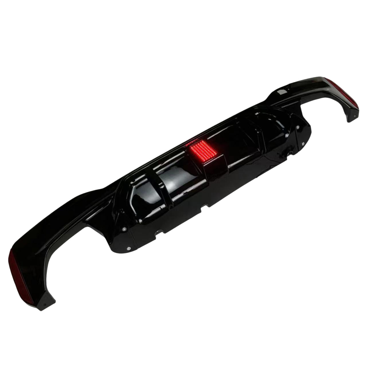 Suitable for Bmw 5 Series G30/G38 Racing Model Rear Lip with Square Lights, Glossy Black Carbon Pattern Rear Diffuser Tail Lip Surround