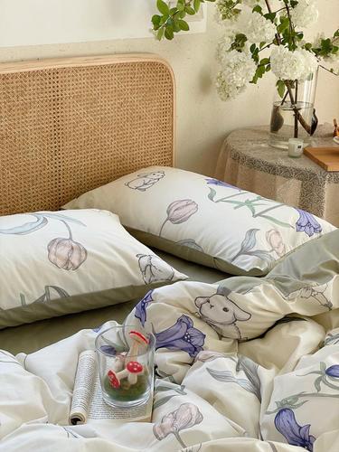[Alice] Spring and summer cotton cute forest style rabbit bed four-piece set for girls small fresh quilt cover