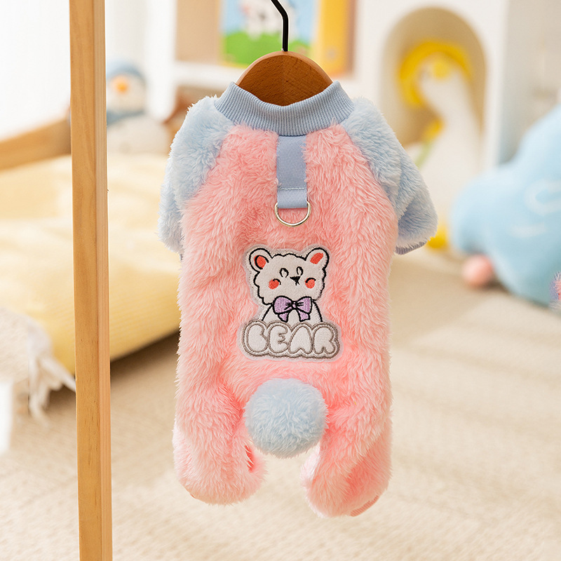 Macaron bola de lana tracción de cuatro patas camisas de peluche de manga larga perros pequeños lindos ropa de casero perros pequeños ropa de mascotas gatos